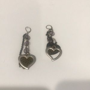 Dangling earrings with crystals and hearts